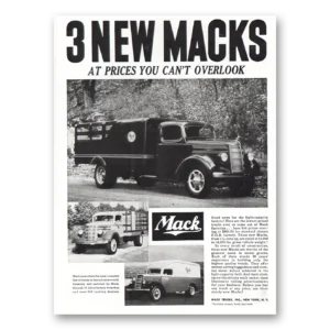 1938 Mack Trucks Print Ad | 3 New Macks