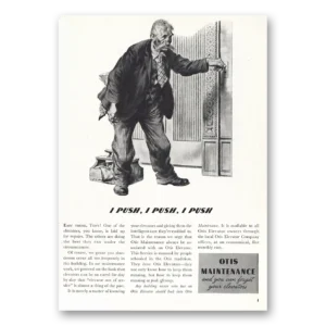 1938 Otis Elevator Print Ad | I Push
