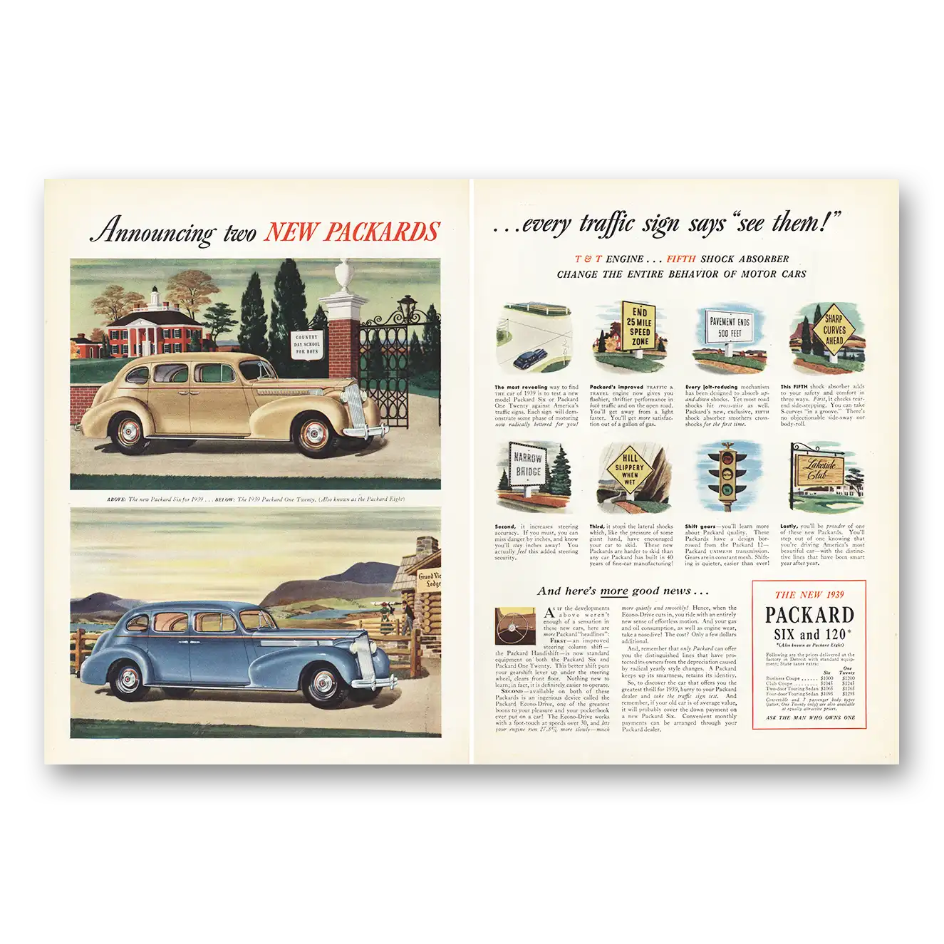 1938 Packard Print Ad | Every Traffic Sign Says See Them