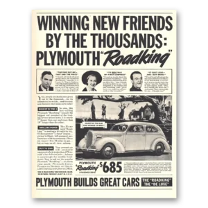 1938 Plymouth Roadking Print Ad | Winning Friends