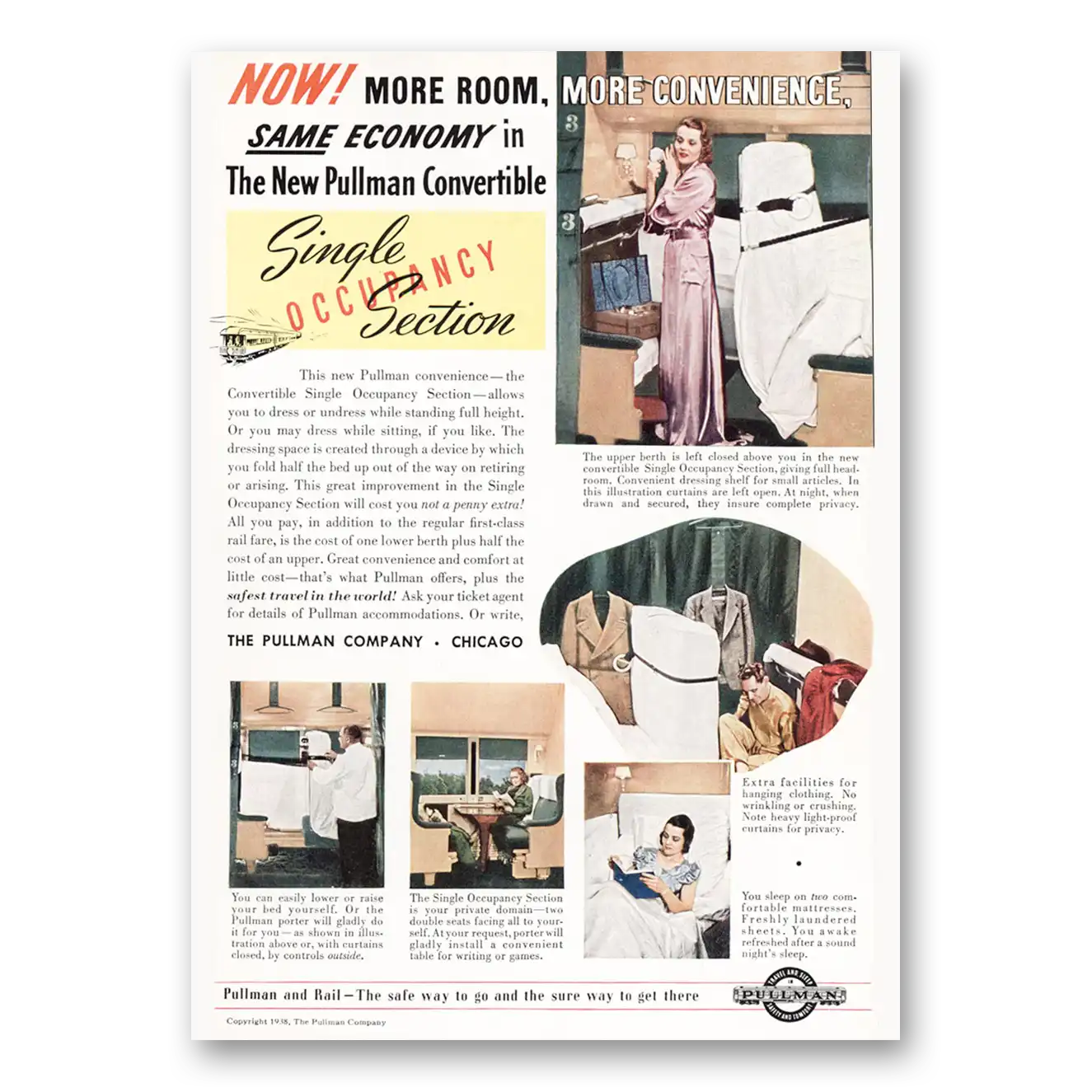 1938 Pullman Print Ad | Single Occupancy