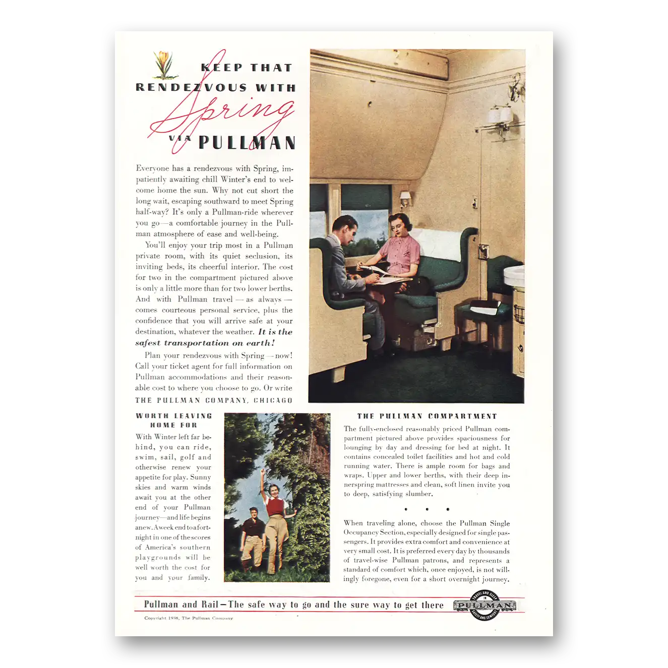1938 Pullman Print Ad | Rendezvous With Spring