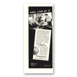 1938 Remington Typewriter Print Ad | Feel Live At 5