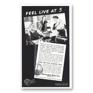 1938 Remington Typewriter Print Ad | Feel Live At 5
