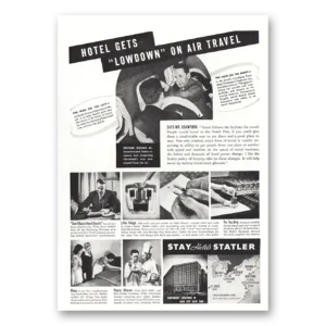 1938 Statler Hotels Print Ad | Lowdown On Air Travel