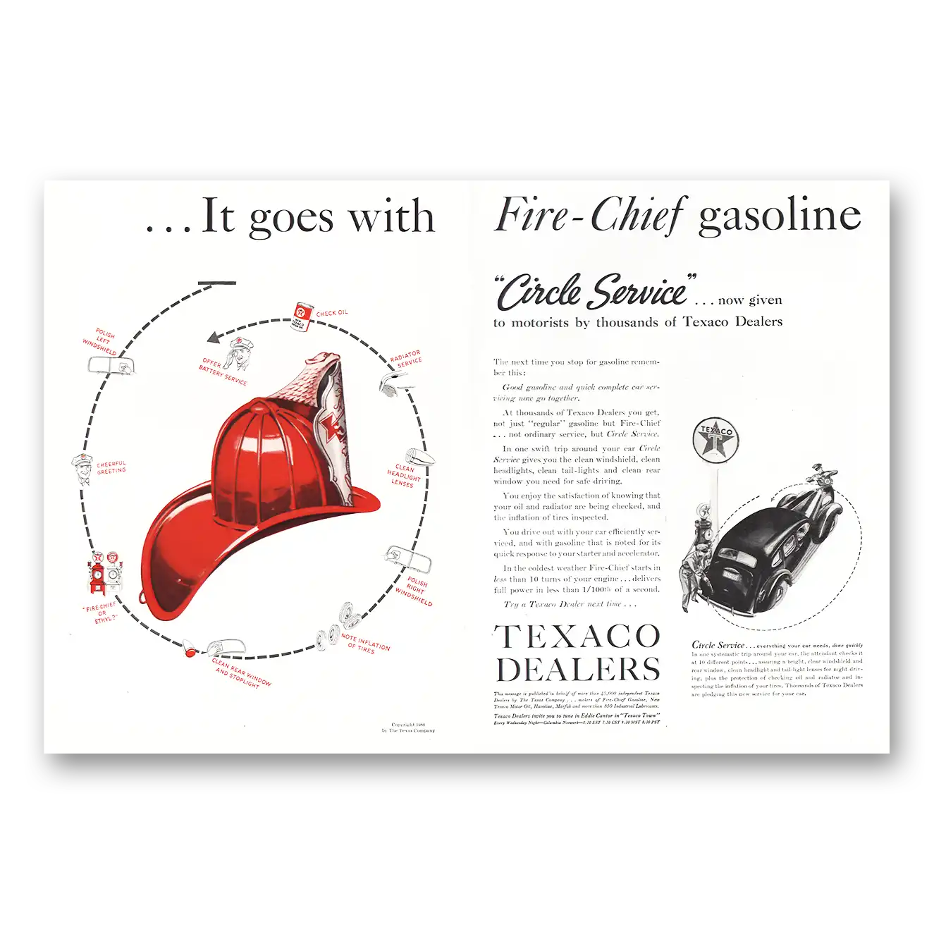 1938 Texaco Print Ad | Fire Chief