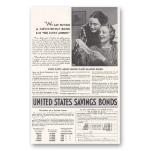 1938 United States Savings Bonds Print Ad | Buying Gove