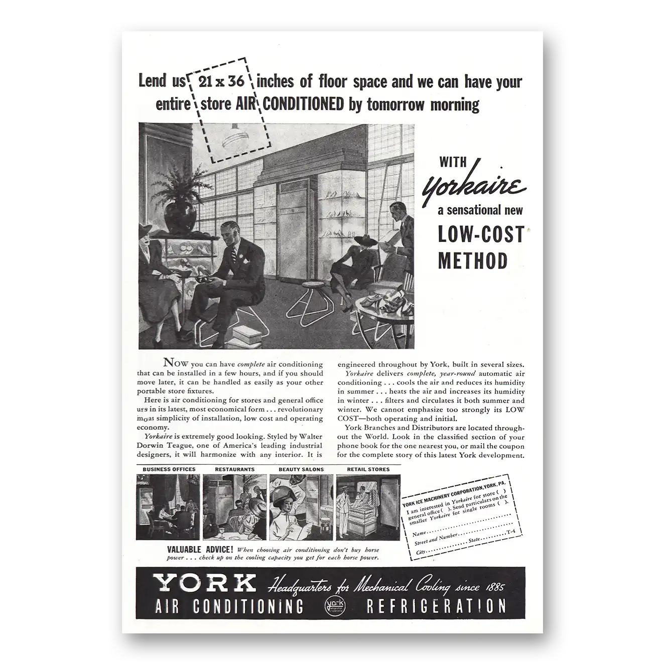 1938 York Air Conditioning Print Ad | Entire Store