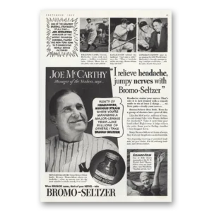 1939 Bromo Seltzer Print Ad | Joe Mccarthy