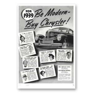 1939 Chrysler Print Ad | Be Modern Buy Chrysler