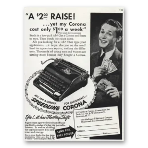 1939 Corona Typewriter Print Ad | Speedline Typewriter