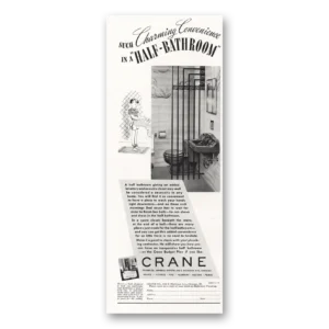 1939 Crane Print Ad | Half Bathroom