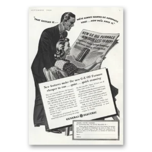 1939 General Electric Print Ad | Oil Furnace