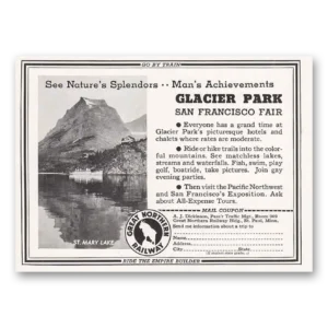 1939 Great Northern Railway Print Ad | Glacier Park