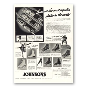 1939 Johnsons Ice Skates Print Ad | Most Popular