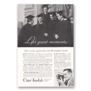 1939 Cine Kodak K Camera Print Ad | Graduation Day