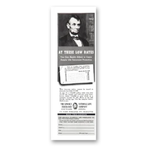 1939 Lincoln National Life Insurance Print Ad | Low Rates