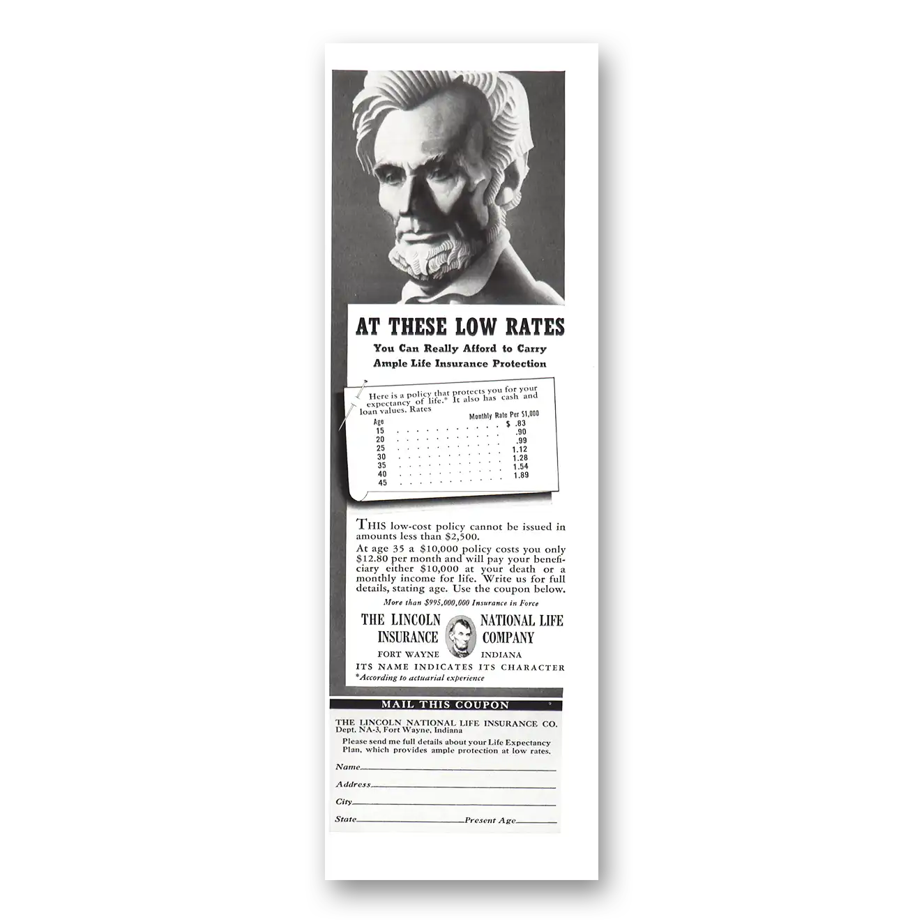 1939 Lincoln National Life Insurance Print Ad | Ample Life Insurance
