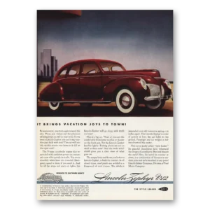 1939 Lincoln Zephyr Print Ad | Brings Vacation
