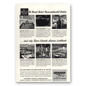 1939 Lockheed Print Ad | Transcontinental Airline