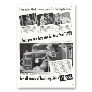 1939 Mack Trucks Print Ad | Thought Macks Were Only Big Fellows