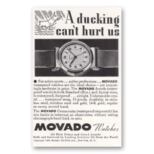 1939 Movado Watch Print Ad | Ducking