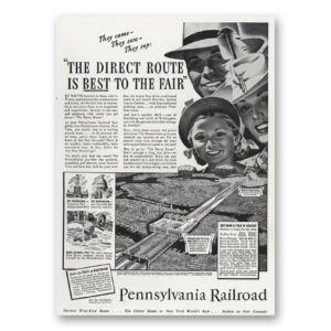 1939 Pennsylvania Railroad Print Ad | Direct Route To Fair