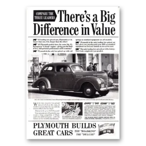 1939 Plymouth Print Ad | Big Difference