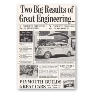 1938 Plymouth Roadking Print Ad | Great Engineering