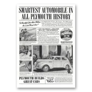 1939 Plymouth Print Ad | Smartest Automobile In Plymouth History