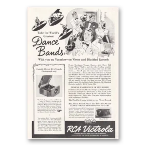 1939 RCA Victrola Phonograph Print Ad | Dance Bands