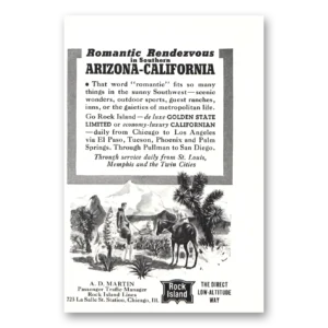 1939 Rock Island Lines Print Ad | Arizona
