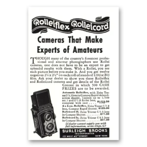 1939 Rolleiflex Camera Print Ad | Experts Amateurs