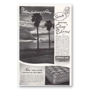 1939 Spring Air Mattress Print Ad | Nightime