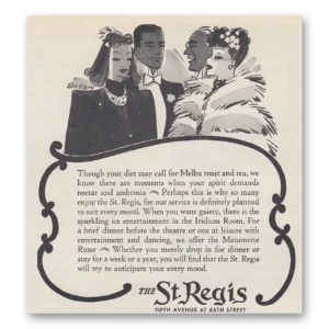 1939 St Regis Hotels Print Ad | Melba Toast