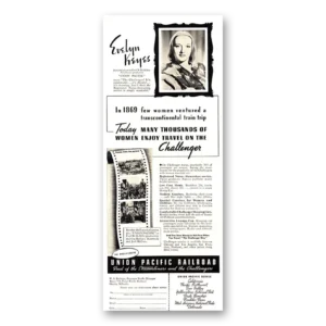 1939 Union Pacific Railroad Print Ad | Evelyn Keyes