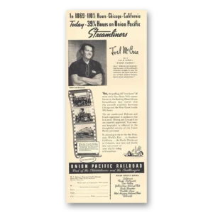 1939 Union Pacific Railroad Print Ad | Joel Mccrea