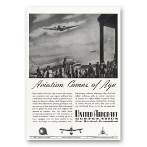 1939 United Aircraft Print Ad | Aviation Comes Age