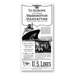 1939 United States Lines Print Ad | Washington Manhattan