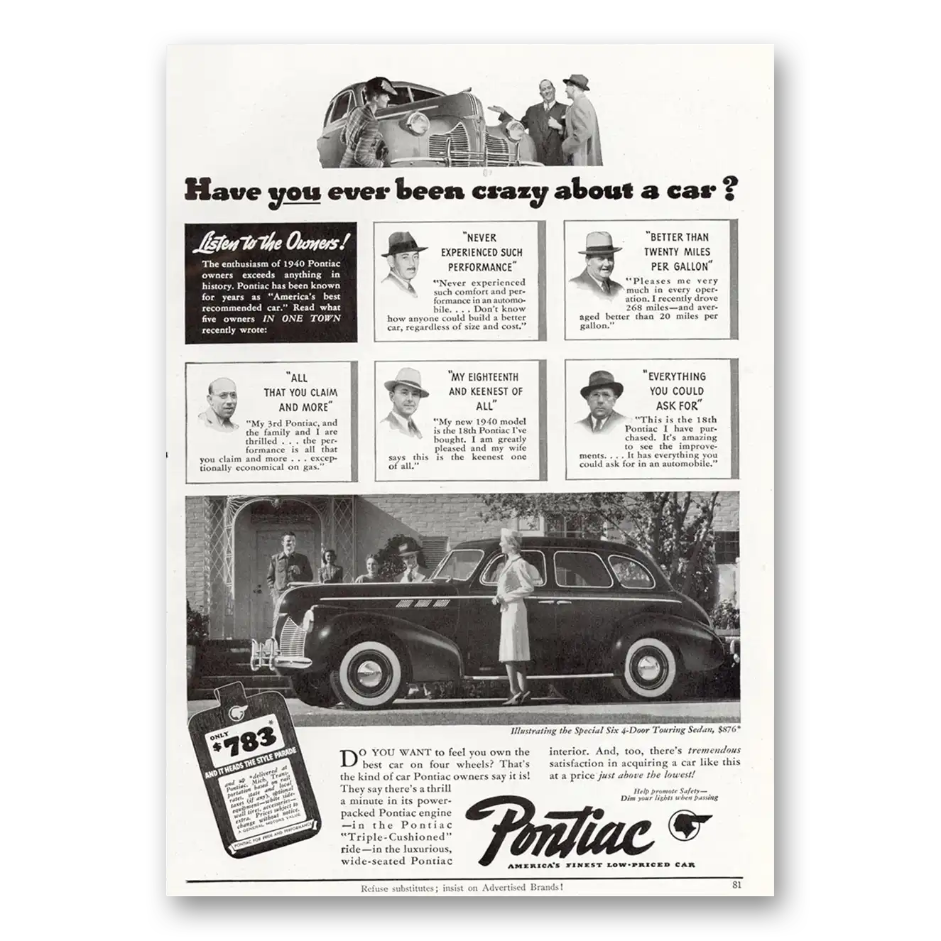 1940 Pontiac Touring Sedan Print Ad | Crazy About Car