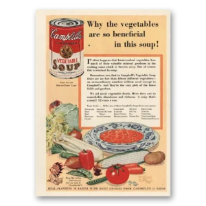 1930 Campbells Vegetable Soup Print Ad | Vegetables