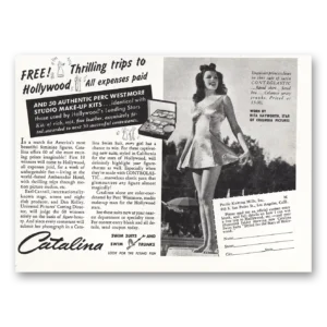 1940 Catalina Swimwear Print Ad | Thrilling Trips To Hollywood