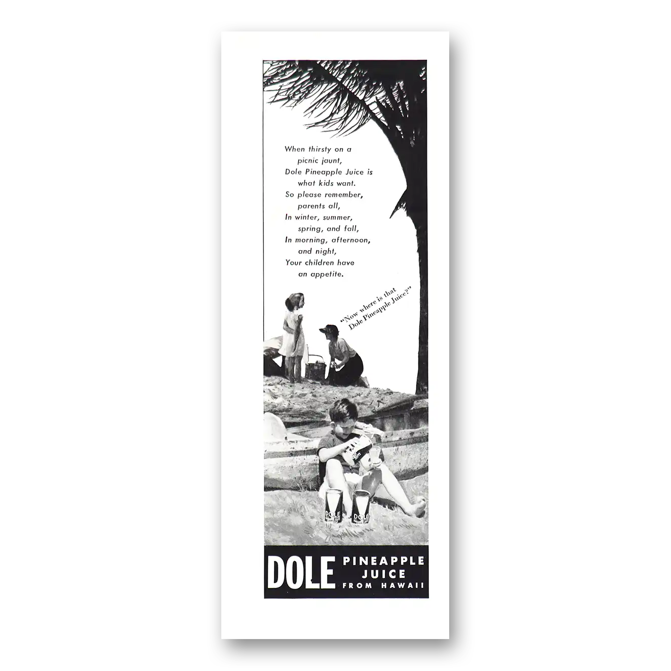 1940 Dole Pineapple Juice Print Ad | Picnic Jaunt