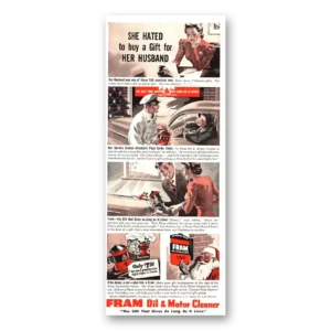 1940 Fram Oil Print Ad | She Hated