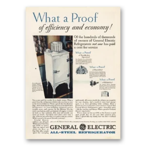 1930 General Electric Refrigerator Print Ad | Ge Proof