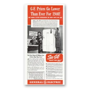 1940 General Electric Refrigerator Print Ad | Peoples Choice