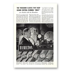 1940 Hamilton Watch Print Ad | Grand Central