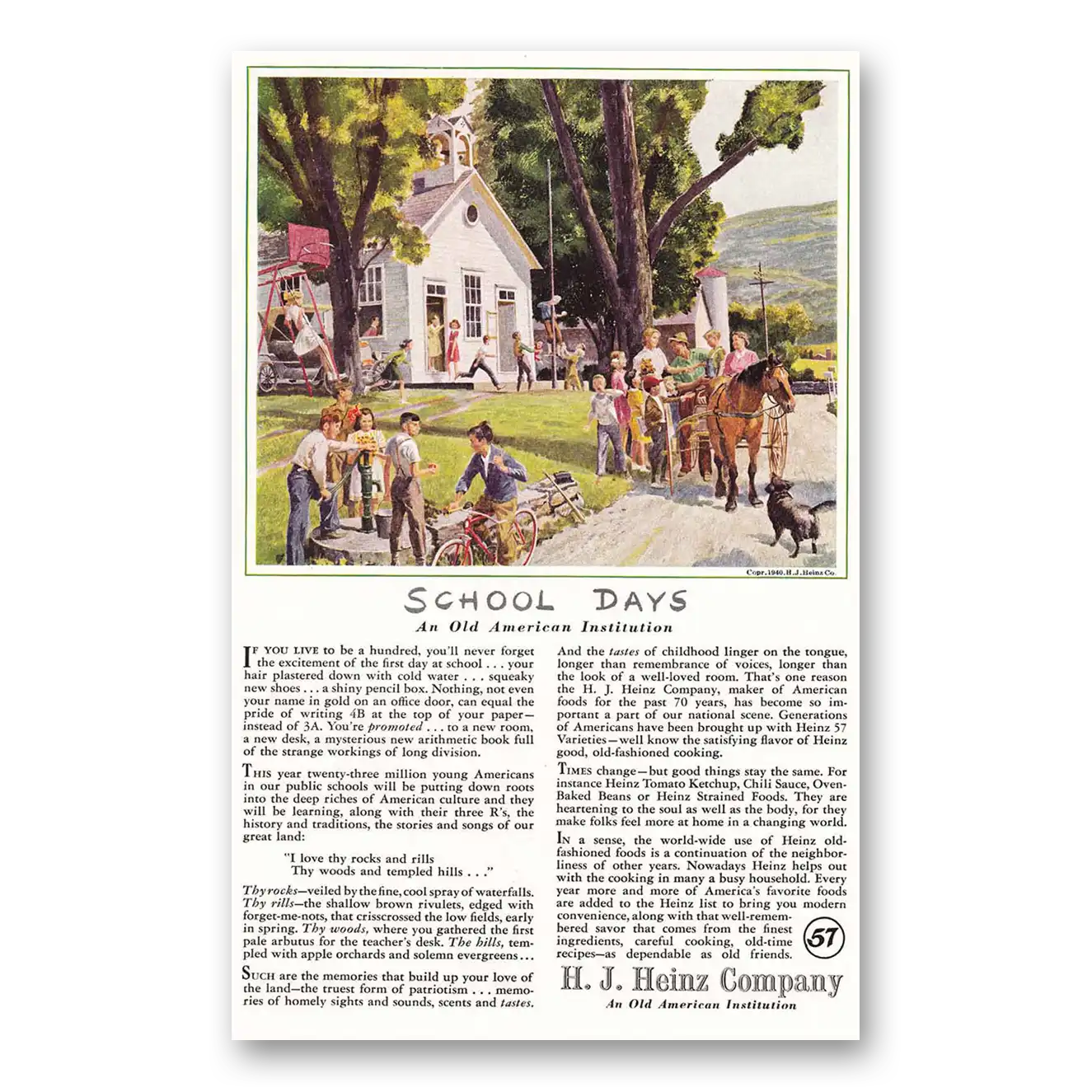 1940 Heinz Print Ad | School Days