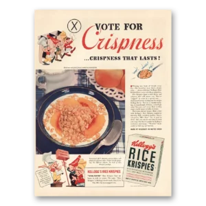 1940 Kelloggs Rice Krispies Cereal Print Ad | Vote