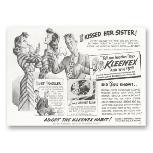 1940 Kleenex Tissues Print Ad | Kissed Sister
